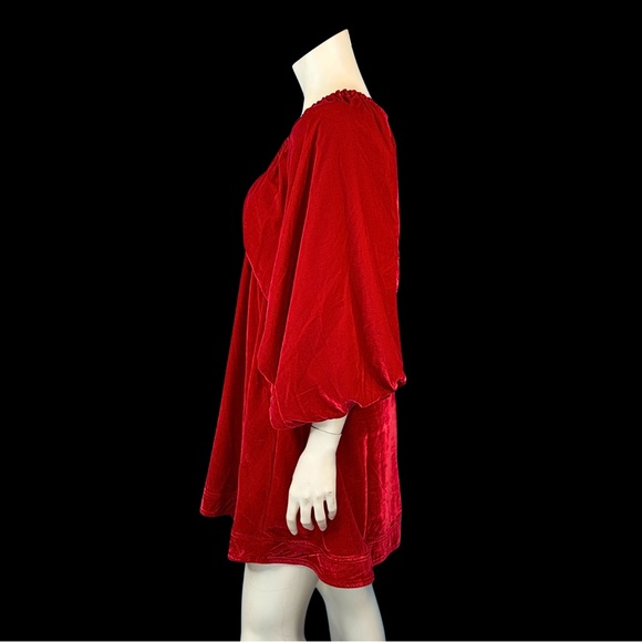 Free People Red Portia Velvet Mini Dress S - Picture 7 of 11